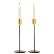 Yair Emanuel Candlesticks Sleek Black and Gold Shabbat Candlesticks by Yair Emanuel - 9" Tall