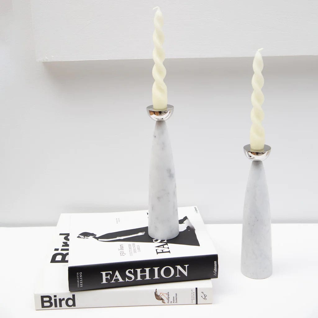 Anna New York - Coluna Marble Candlesticks by Anna New York - Silver - ModernTribe