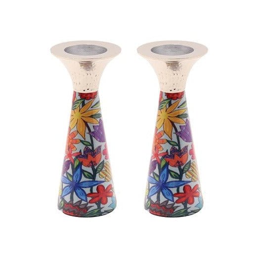 Yair Emanuel - Painted Flower Shabbat Candlesticks by Yair Emanuel - ModernTribe