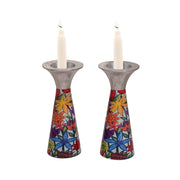 Yair Emanuel - Painted Flower Shabbat Candlesticks by Yair Emanuel - ModernTribe