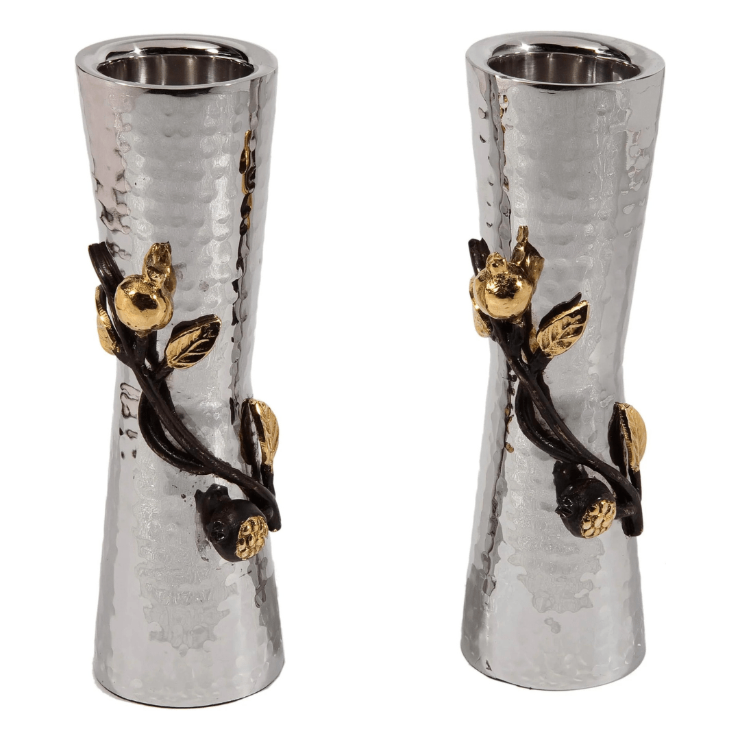Yair Emanuel - Tall Stainless Steel Pomegranate Candlesticks by Yair Emanuel - ModernTribe