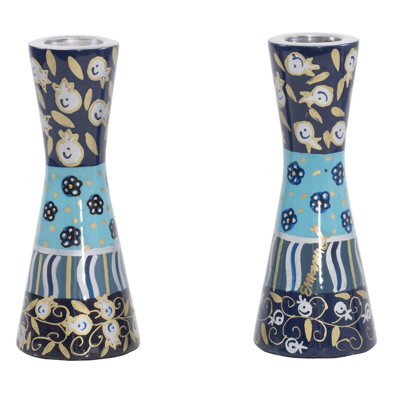 Mini Painted Candlesticks by Yair Emanuel - Blue Layers