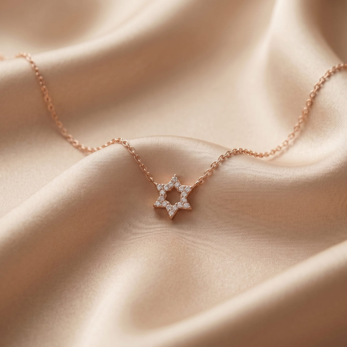 Alef Bet Necklaces Diamond Pendant with Jewish Star of David - 14k Yellow, White or Rose Gold