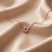 Alef Bet Necklaces Diamond Pendant with Jewish Star of David - 14k Yellow, White or Rose Gold
