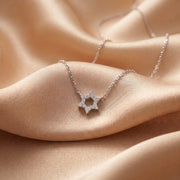 Alef Bet Necklaces Diamond Pendant with Jewish Star of David - 14k Yellow, White or Rose Gold