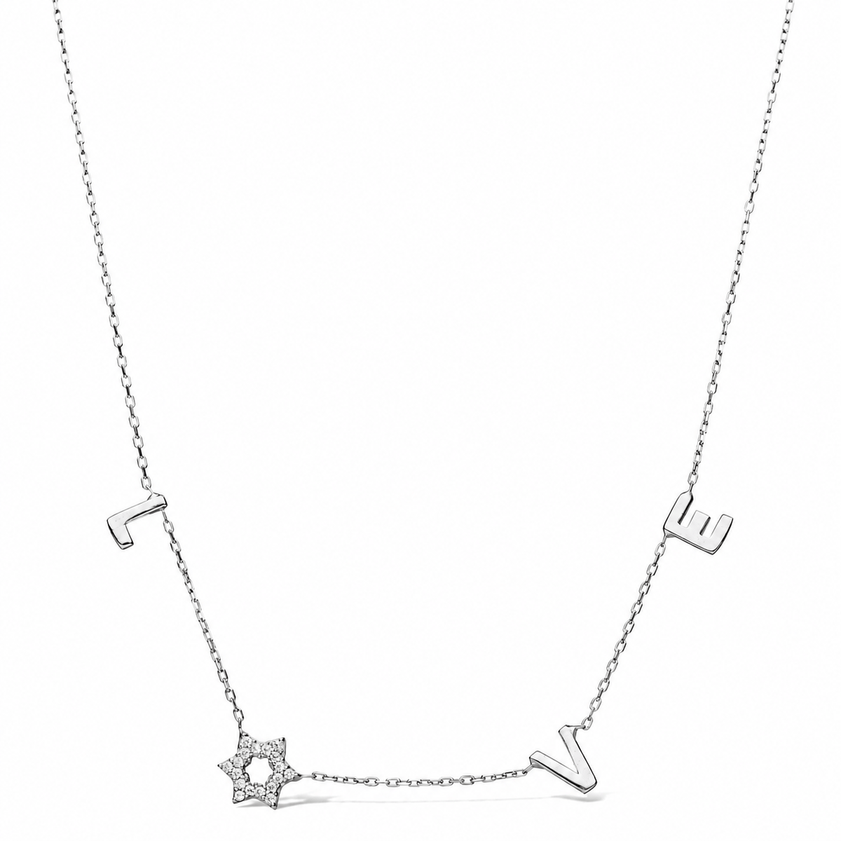 Stitch and Stone Necklaces Love Necklace with a Sparkling Star of David - Silver or Gold Vermeil