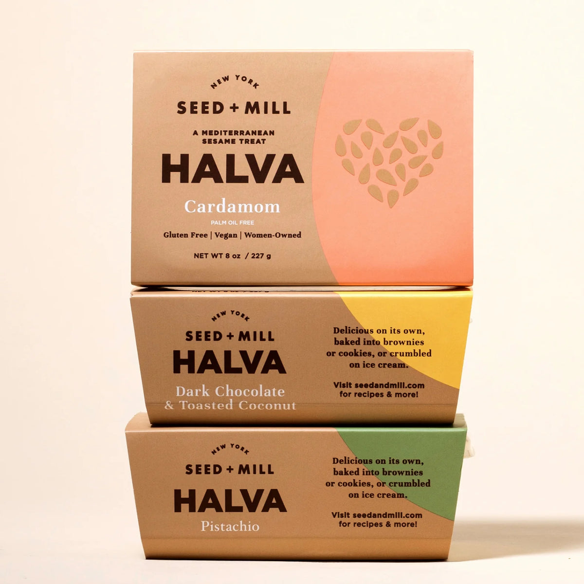 Seed + Mill - Seed + Mill Nostalgia Halva Trio - Pistachio, Dark Chocolate & Toasted Coconut and Cardamom - ModernTribe