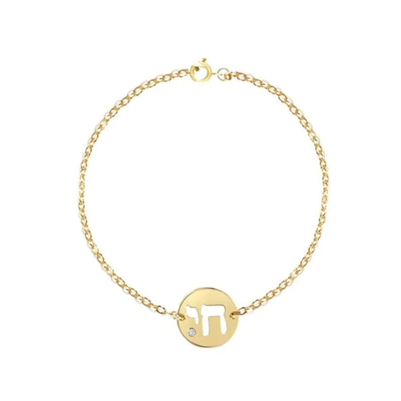 Miriam Merenfeld Jewelry Bracelets Gold-Plated / 6" Chai Diamond Bracelet by Miriam Merenfeld - (Sterling Silver or Gold-Plated)