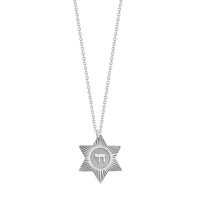 Miriam Merenfeld Jewelry - Chai Star of David Necklace by Miriam Merenfeld - (Gold - Plated or Sterling Silver) - ModernTribe