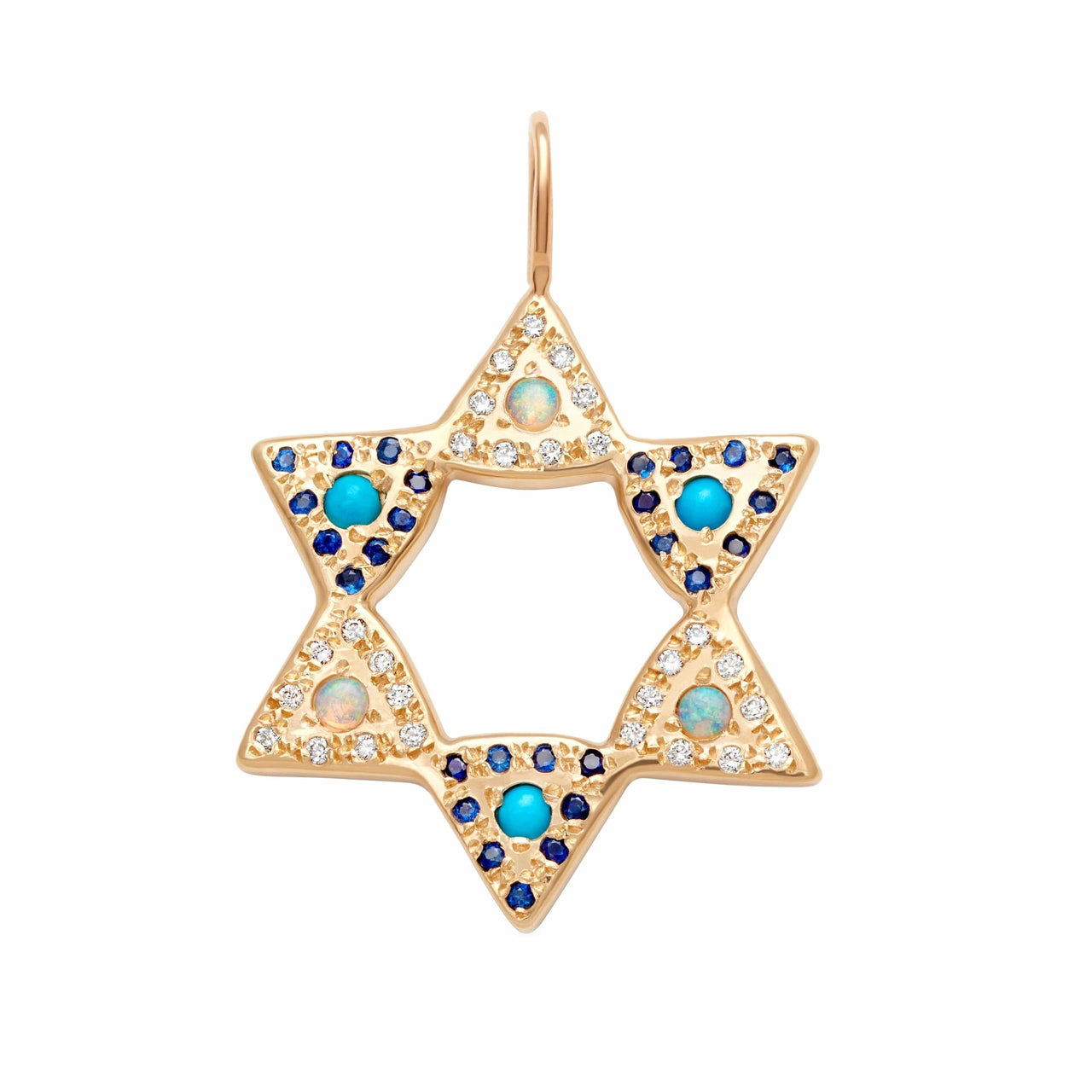 Elisa Solomon - Opal and Turquoise Large Star of David Charm by Elisa Solomon - 14k Yellow, Rose or White Gold - ModernTribe