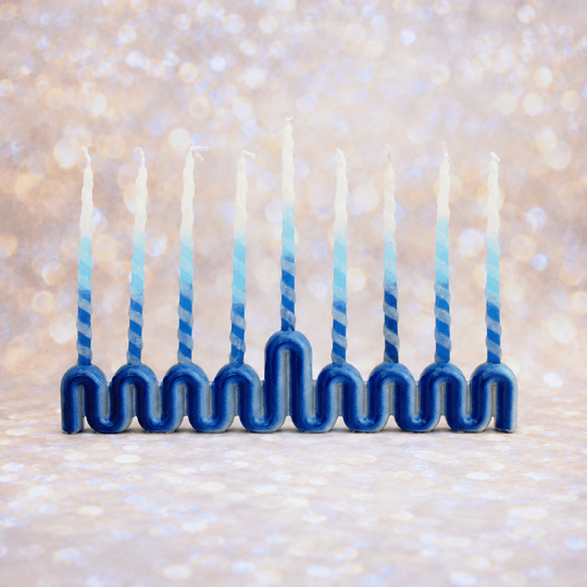 Handmade Swiggle Menorah - Blue Fade