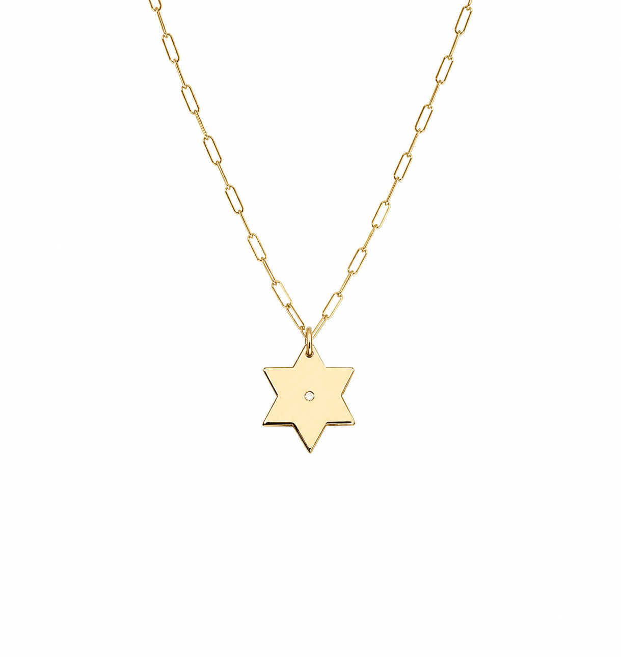 Miriam Merenfeld Jewelry - Liz Star of David with Diamond Paperclip Necklace by Miriam Merenfeld - (Gold - Plated or Sterling Silver) - ModernTribe