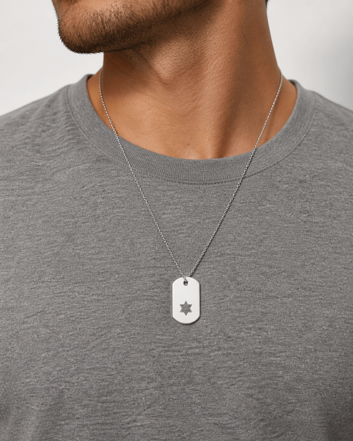 Miriam Merenfeld Jewelry Necklaces Star of David ID Tag Necklace - (Sterling Silver, Gold-Plated or Two-Tone)