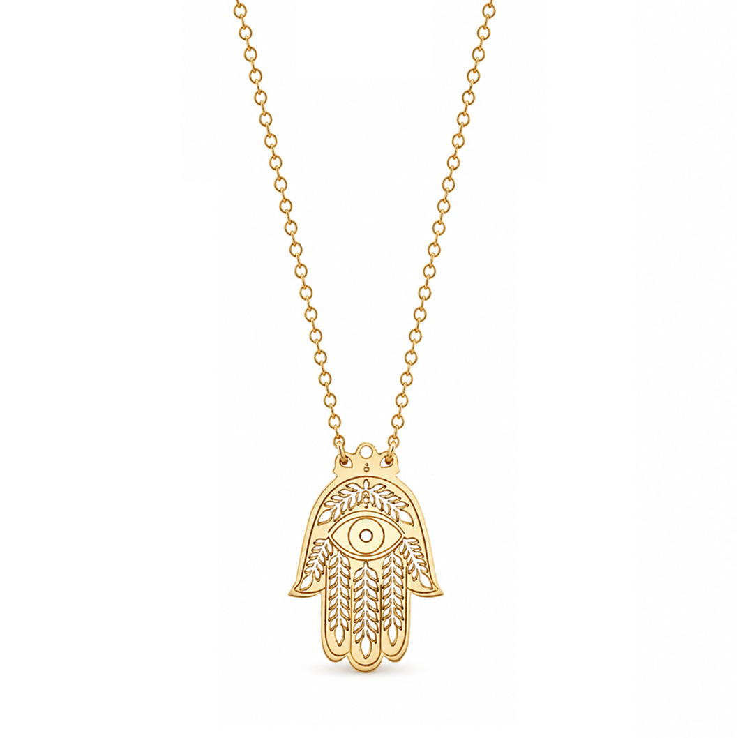 Miriam Merenfeld Jewelry Necklaces Gold-Plated Lily Evil Eye and Hamsa Necklace - (Gold-Plated or Sterling Silver)