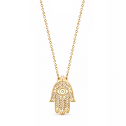 Miriam Merenfeld Jewelry Necklaces Gold-Plated Lily Evil Eye and Hamsa Necklace - (Gold-Plated or Sterling Silver)