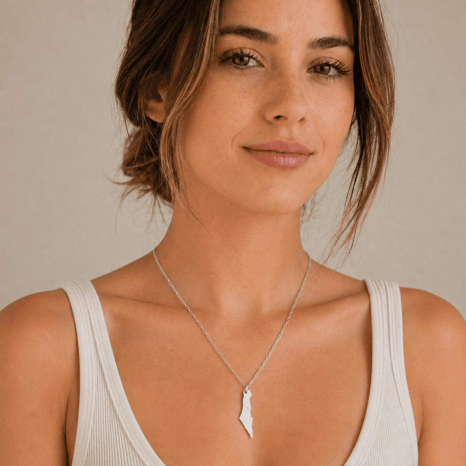 Miriam Merenfeld Jewelry - Sterling Silver Eretz Israel Diamond Paperclip Necklace - 18" - ModernTribe