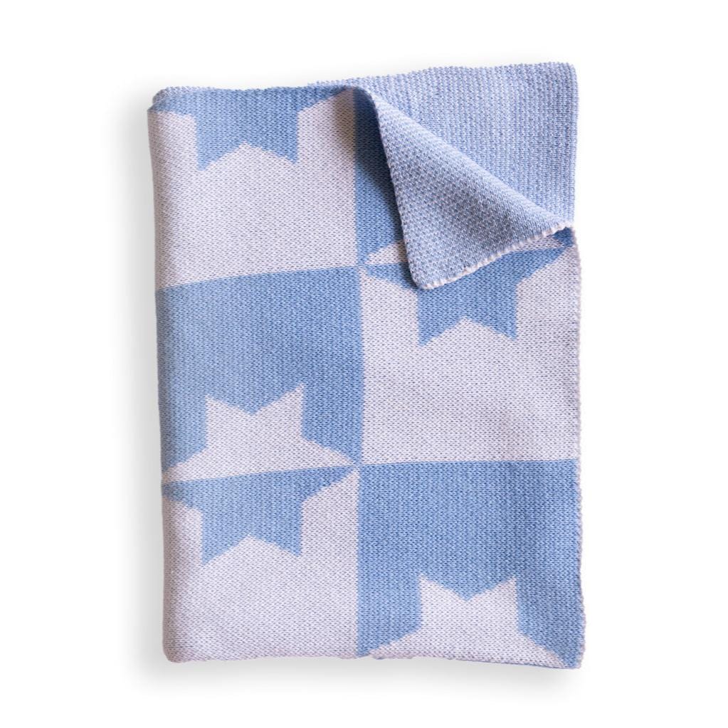 Adara Rituals Blankets Star of David Baby Blanket - Light Blue and White