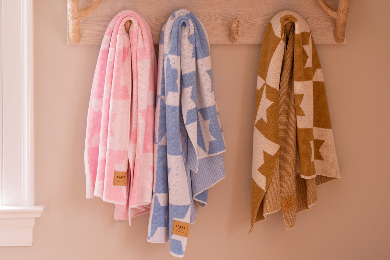 Adara Rituals - Star of David Baby Blanket - Light Pink and White - ModernTribe