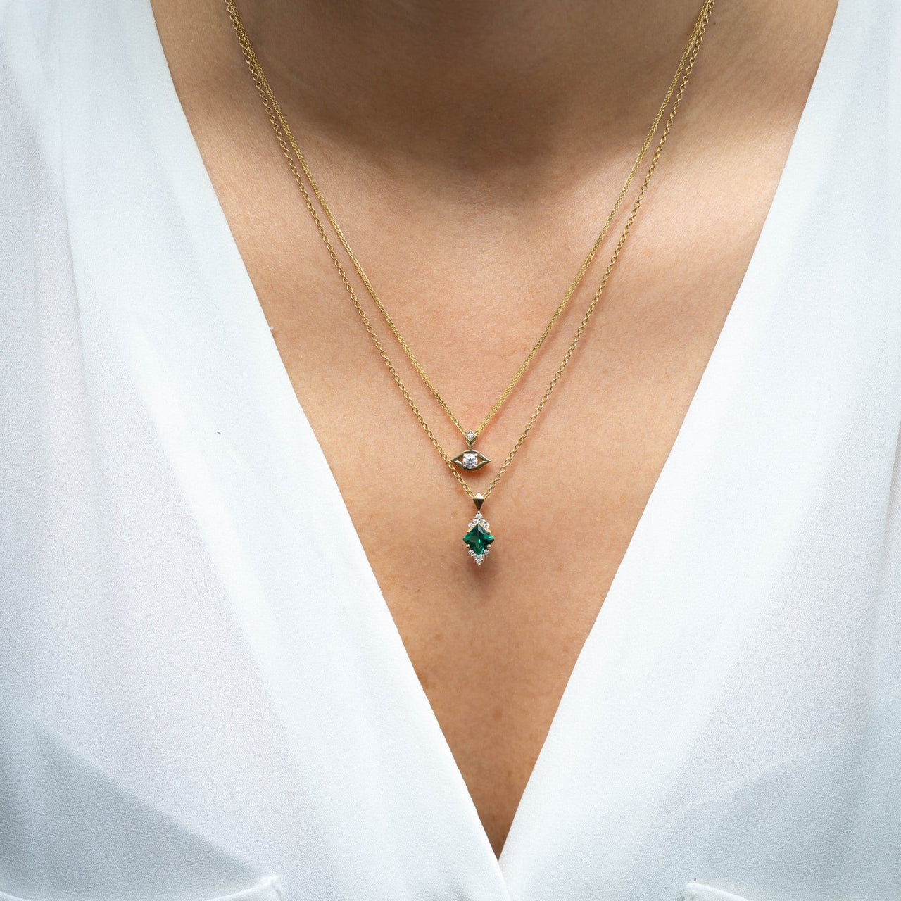 HOTCROWN - Diamond Evil Eye Necklace - 14k White, Rose or Yellow Gold - ModernTribe
