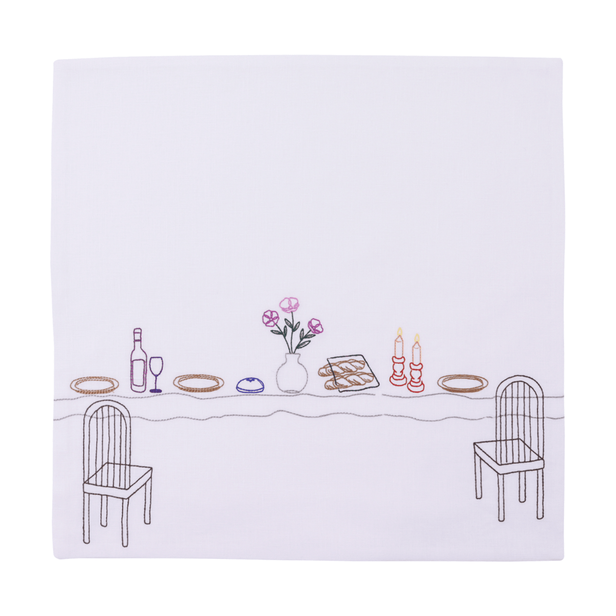 Kippot World - Stitched Shabbat Icons Challah Cover - ModernTribe