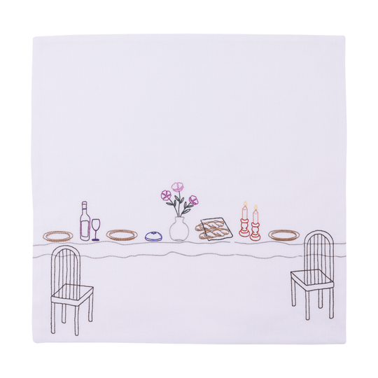 Stitched Shabbat Icons Challah Cover