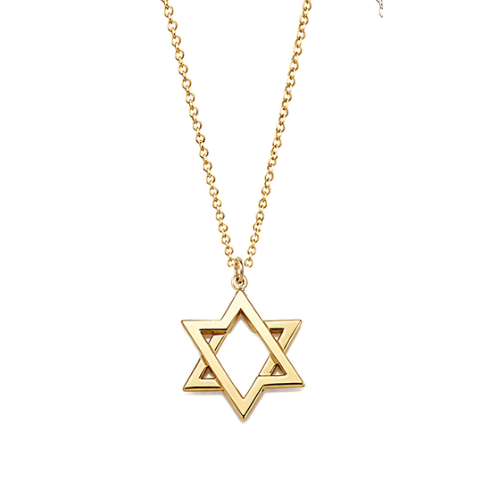 Or Movable Star of David Gold-Plated Necklace by Miriam Merenfeld - 15"