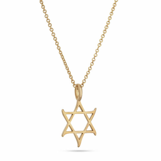 Curved Star of David Necklace - 14k Gold