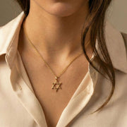 Curved Star of David necklace, worn