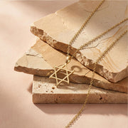 Curved Star of David necklace layered
