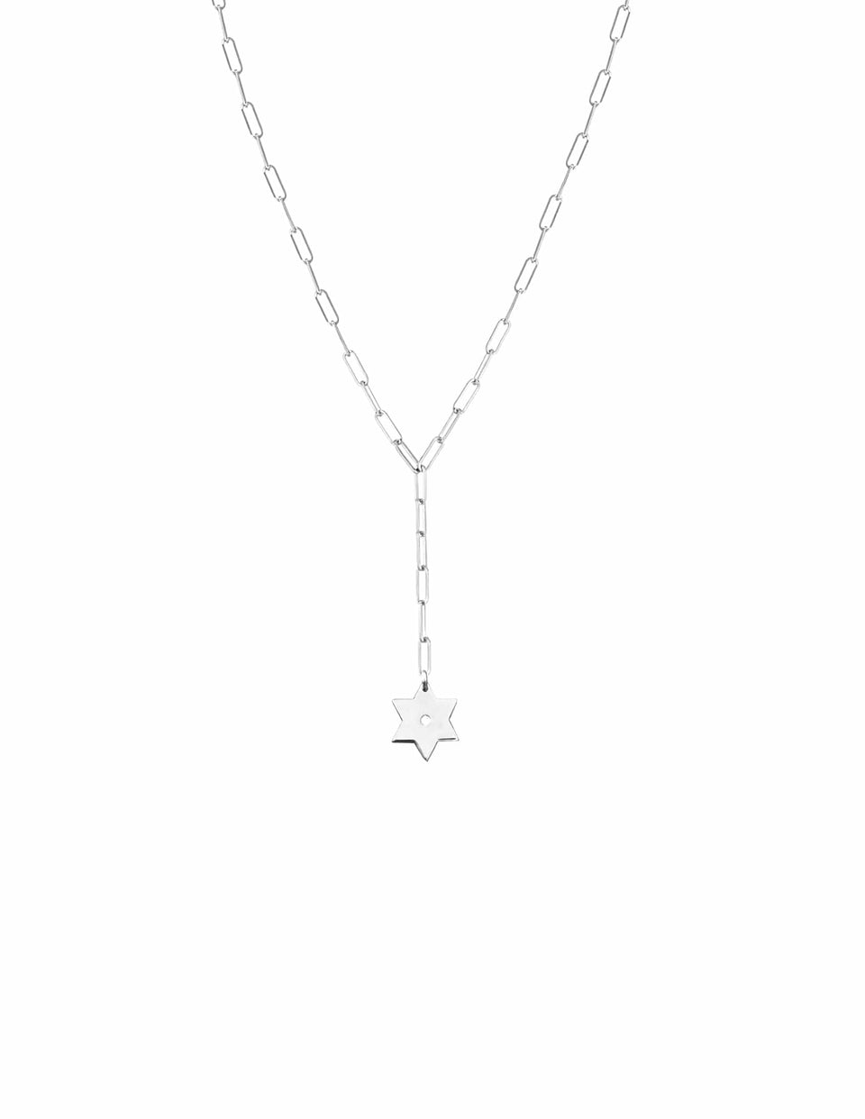 Miriam Merenfeld Jewelry - Magen David Paperclip Lariat - (Sterling Silver or Gold - Plated) - ModernTribe