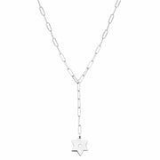 Miriam Merenfeld Jewelry Necklaces Sterling Silver / 15" Magen David Paperclip Lariat - (Sterling Silver or Gold-Plated)