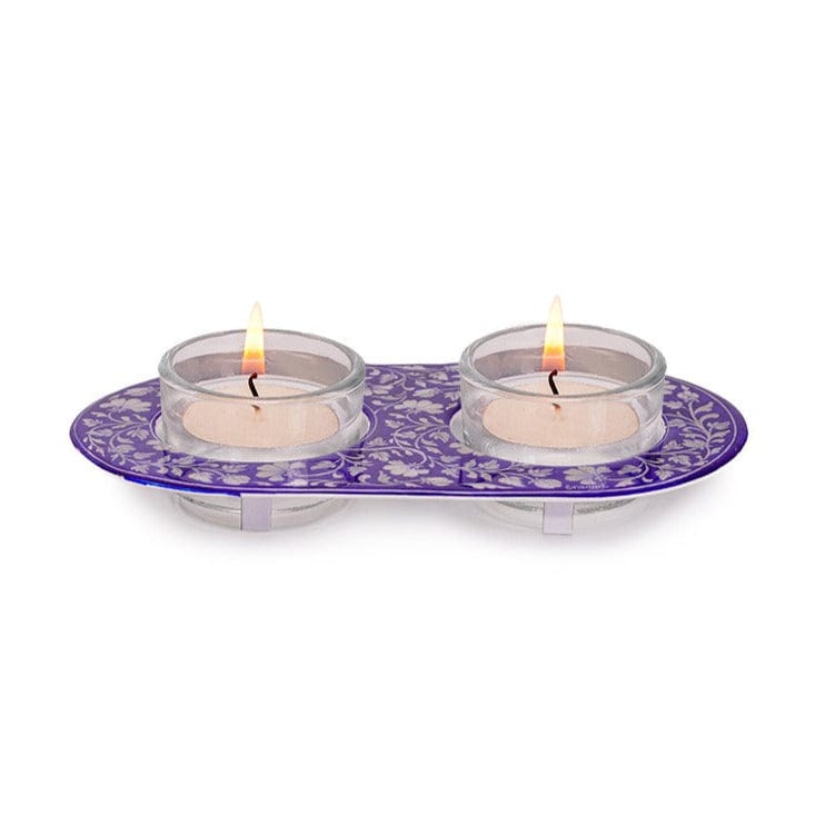 Yair Emanuel Candlesticks Floral Purple Tea Light Candle Holder by Yair Emanuel