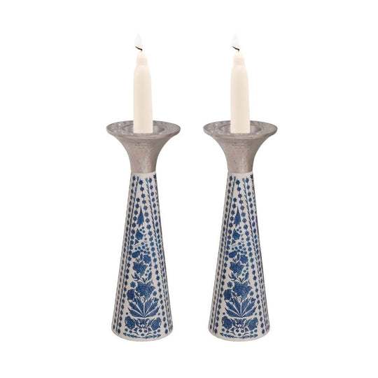Blue Floral Candlesticks Yair Emanuel