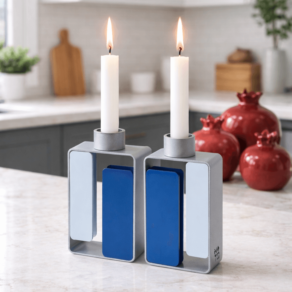 Israel Museum - Blue Mondrian Candleholders by Israel Museum - ModernTribe