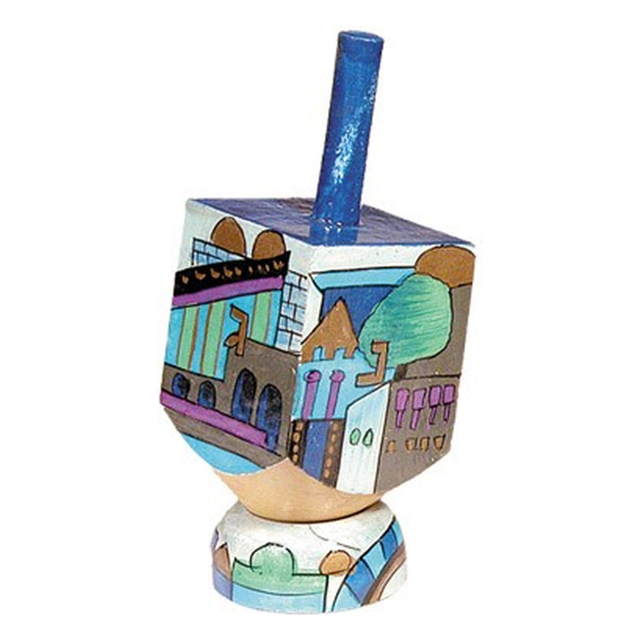 Small Dreidel of Jerusalem by Yair Emanuel - Blue
