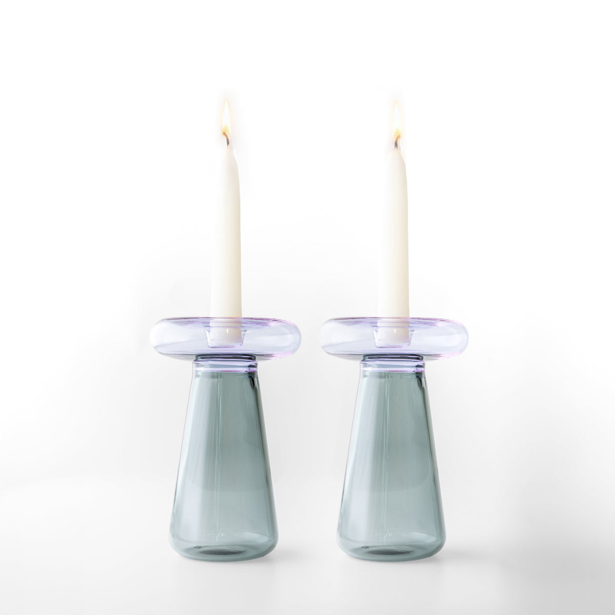 Tchotchke Judaica Candlesticks Purple + Smoke Mushroom Candlesticks