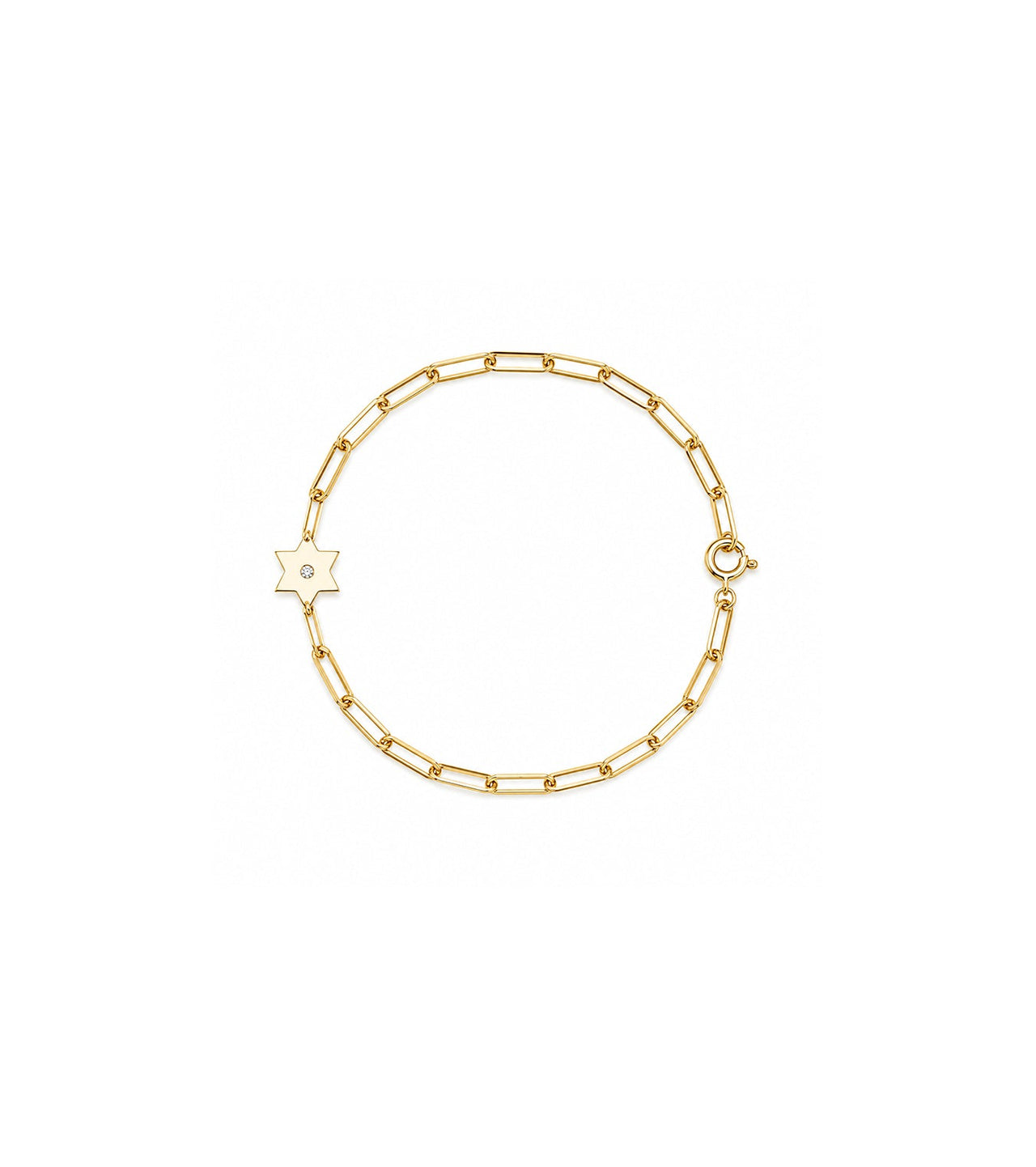 Miriam Merenfeld Jewelry - Dani Star of David Diamond Paperclip Bracelet / Anklet - (Sterling Silver, Gold - Plated or Two - Tone) - ModernTribe