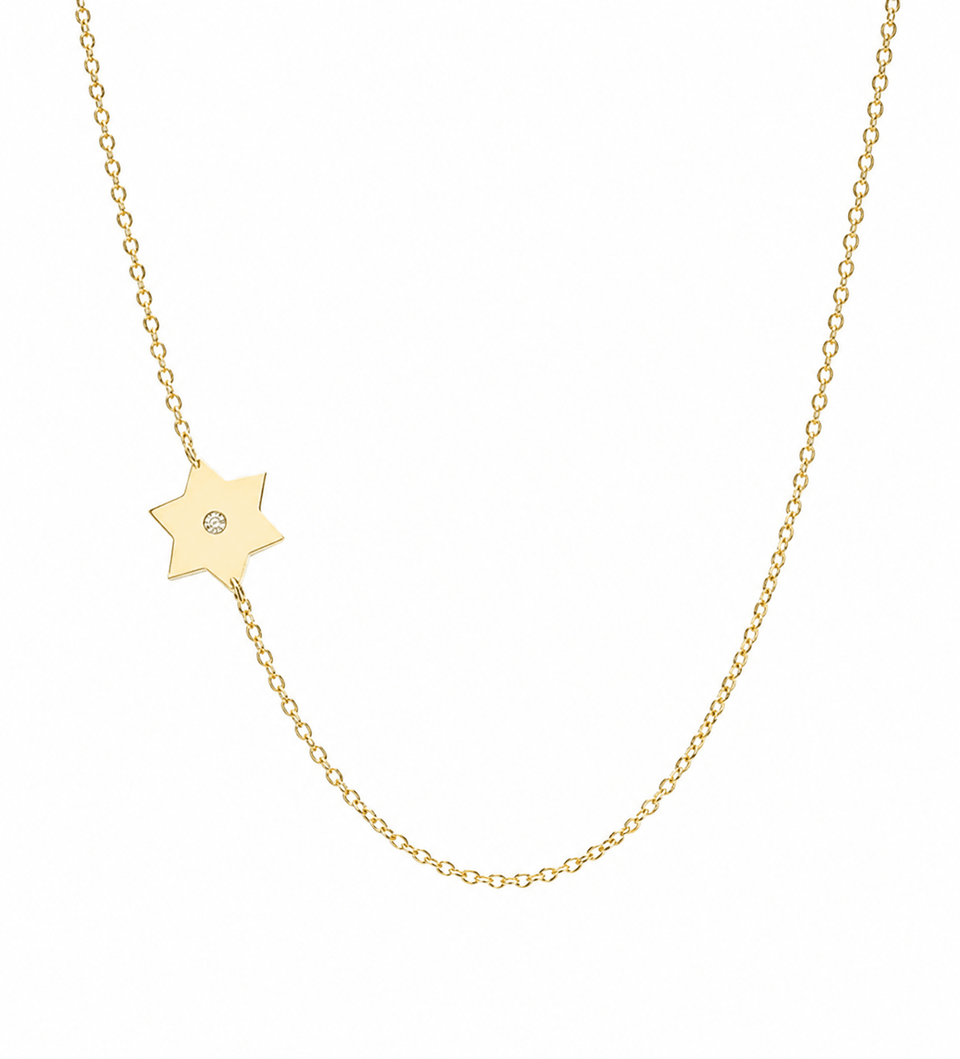Miriam Merenfeld Jewelry Necklaces Gold-Plated / 15" Dani Classic Star of David Diamond Necklace - (Gold-Plated , Sterling Silver or Two-Tone)