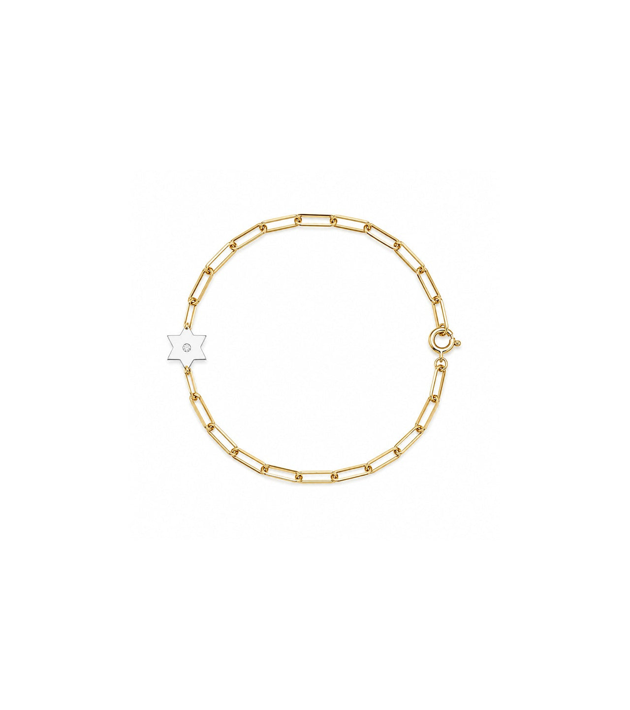 Miriam Merenfeld Jewelry - Dani Star of David Diamond Paperclip Bracelet / Anklet - (Sterling Silver, Gold - Plated or Two - Tone) - ModernTribe