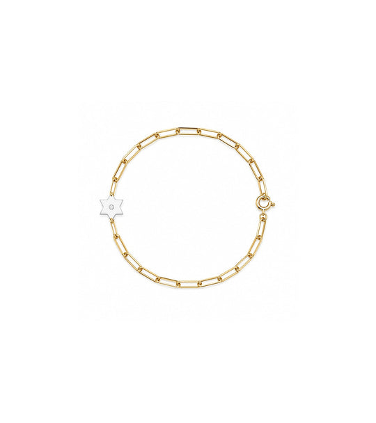 Dani Star of David Diamond Paperclip Bracelet / Anklet - (Sterling Silver, Gold-Plated or Two-Tone)