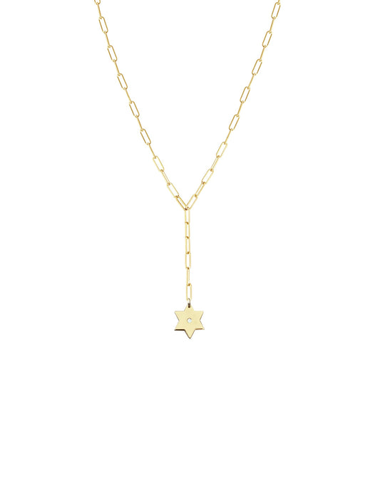 Magen David Paperclip Lariat - (Sterling Silver or Gold-Plated)