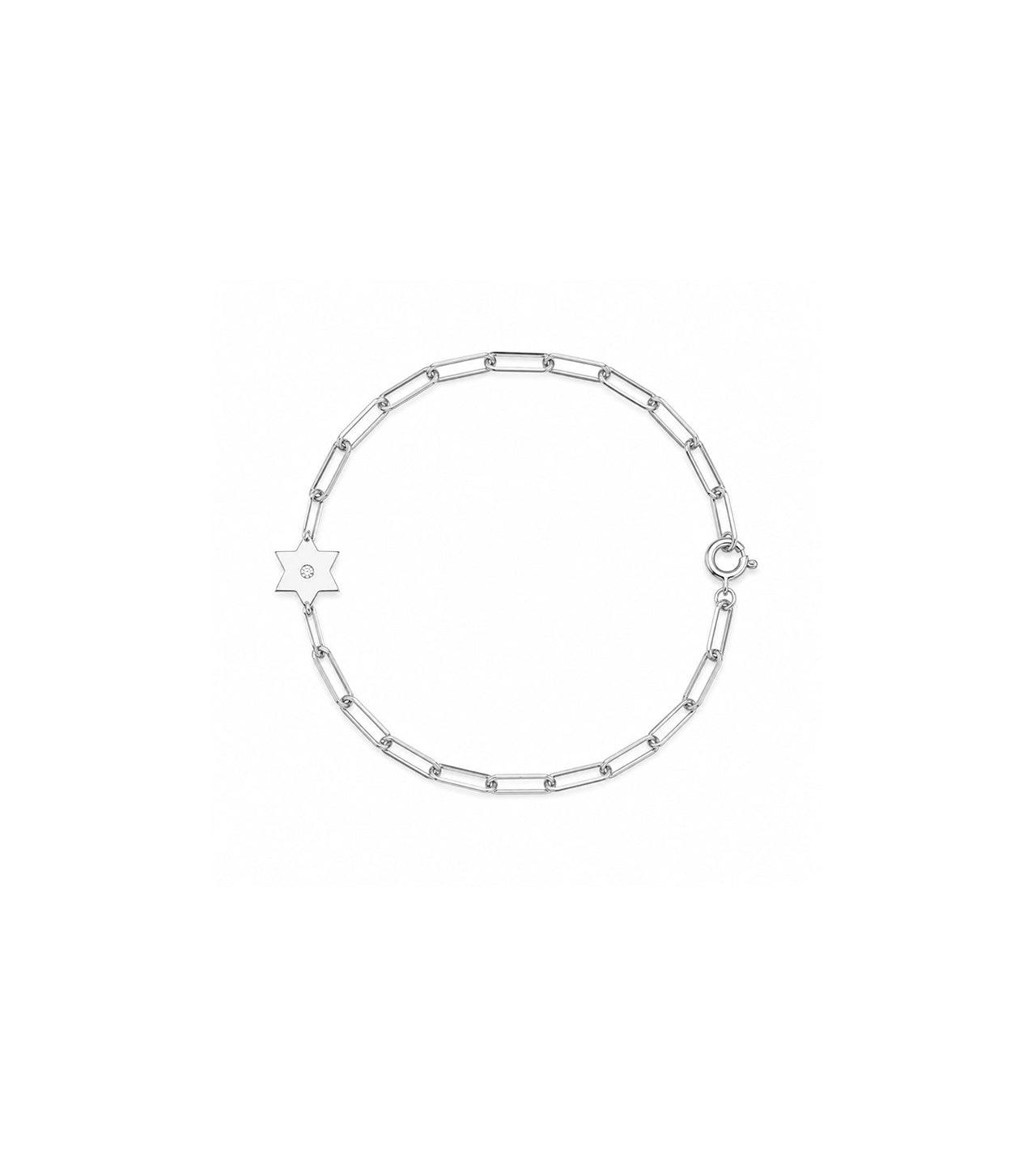 Miriam Merenfeld Jewelry - Dani Star of David Diamond Paperclip Bracelet / Anklet - (Sterling Silver, Gold - Plated or Two - Tone) - ModernTribe