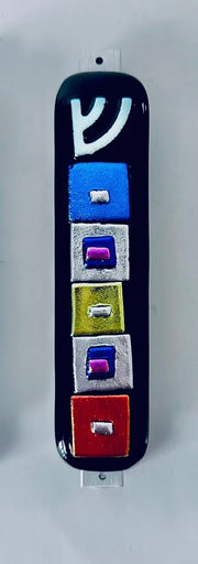 Jacki Cohen Glass Art Designs - Dichroic Color Column Mezuzah by Jacki Cohen - ModernTribe