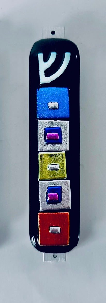Jacki Cohen Glass Art Designs - Dichroic Color Column Mezuzah by Jacki Cohen - ModernTribe