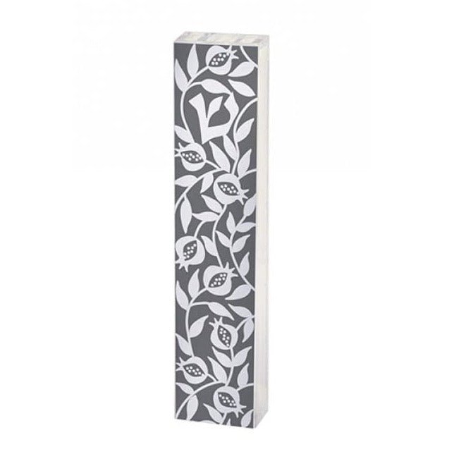 Dorit Judaica - Plexiglass Pomegranate Mezuzah - Gray - ModernTribe
