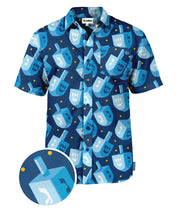 Tipsy Elves T-Shirts Men's Dreidel Print Button Down by Tipsy Elves (Sizes Small - 5XL)