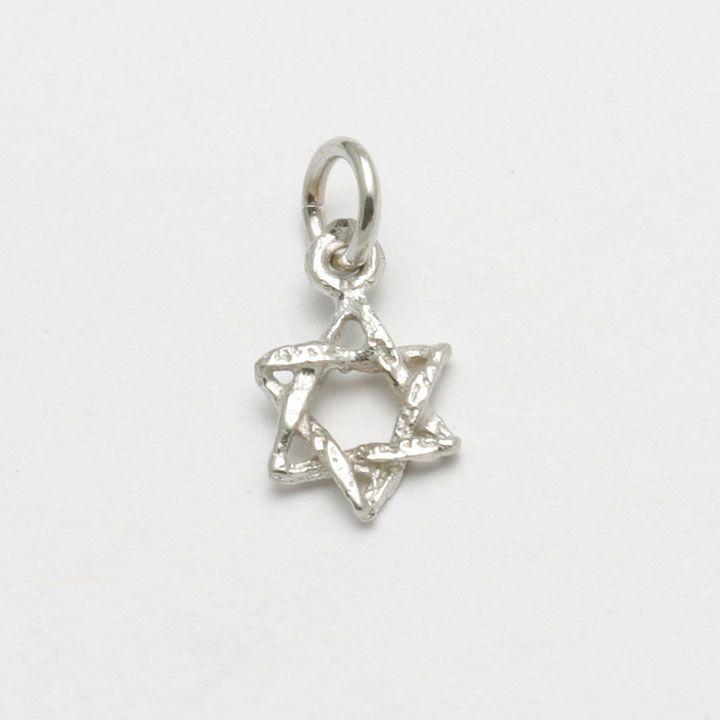 Bareket Jewelry Necklaces Tiny 14k Gold or White Gold Rustic Star of David Pendant - White Gold No chain