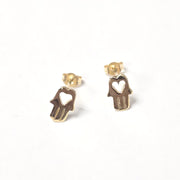 Bareket Jewelry Earrings 14k Gold 14k Gold Hamsa Heart Earrings