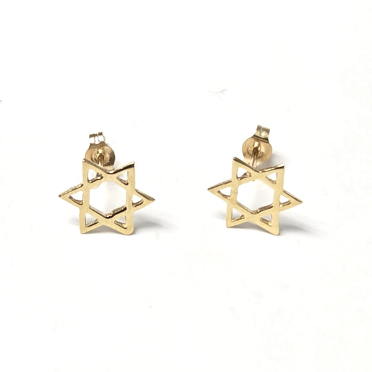 14k Gold Star of David Earrings