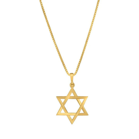Solid Star of David Necklace - 14k Gold